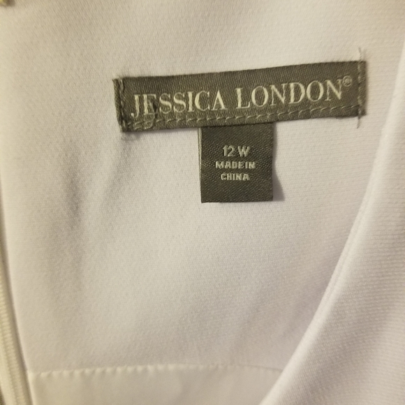 Vintage Jessica London 2 pc white beaded jacket and sheath dress - Picture 6 of 8